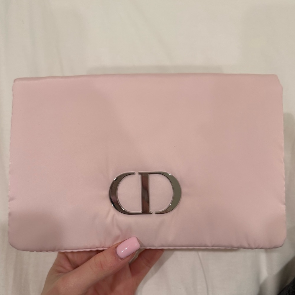 Baby pink Christian Dior nylon makeup/travel bag